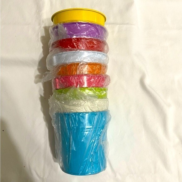 9 Mini Assorted Colored Tin Pails Buckets - Picture 3 of 7